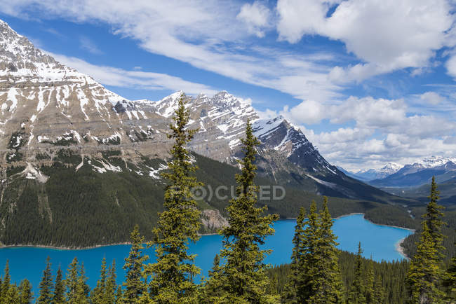 Мальовничий вид на гори snowcapped і бірюзові озера Peyto, Національний парк Банф, Альберта, Канада — стокове фото