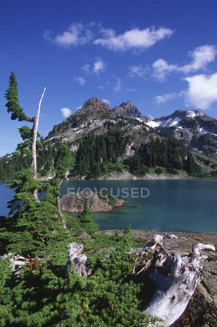 Mount Septimus and Cream Lake in landscape of Strathcona Provincial Park, Vancouver Island, British Columbia, Canada. — Stock Photo