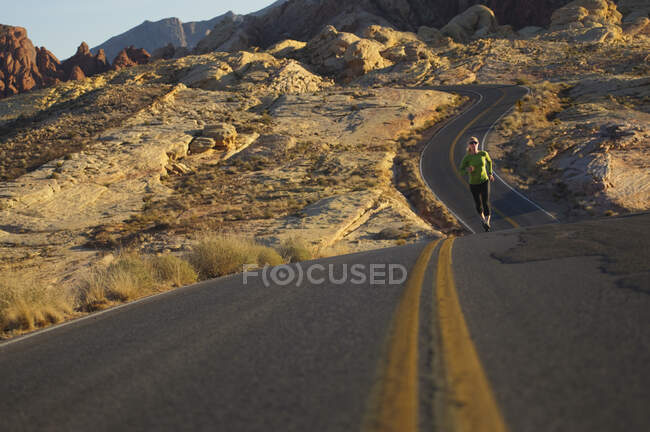 Estrada a correr no Valley of Fire State Park. Las Vegas, Nevada. — Fotografia de Stock