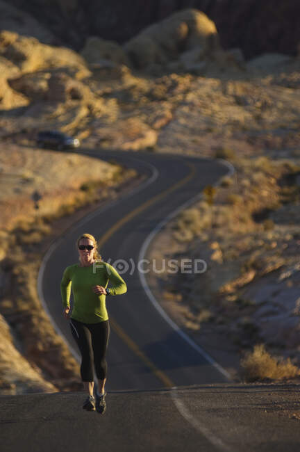 Trilha que corre no Valley of Fire State Park. Las Vegas, Nevada. — Fotografia de Stock