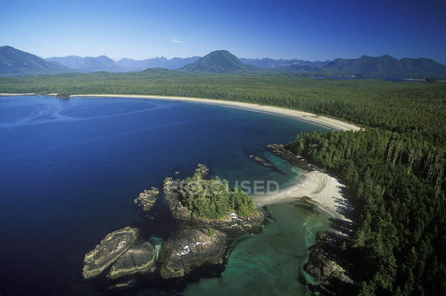 Vista aerea della Riserva della Biosfera del Suono di Clayoquot, Columbia Britannica, Canada . — Foto stock
