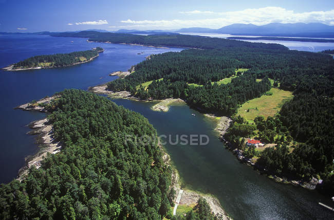 Aerial view of forest of Gabriola Island, British Columbia, Canada. — Stock Photo