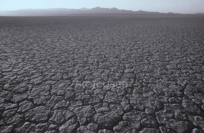 Terra incrinata sul letto del lago asciutto nel deserto di Mohave, California, Stati Uniti d'America — Foto stock