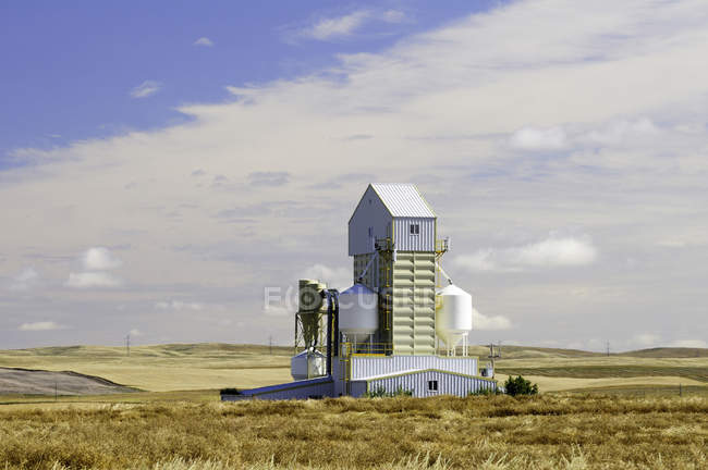 Silo de grãos no campo rural perto de McGregor Lake, Alberta, Canadá — Fotografia de Stock