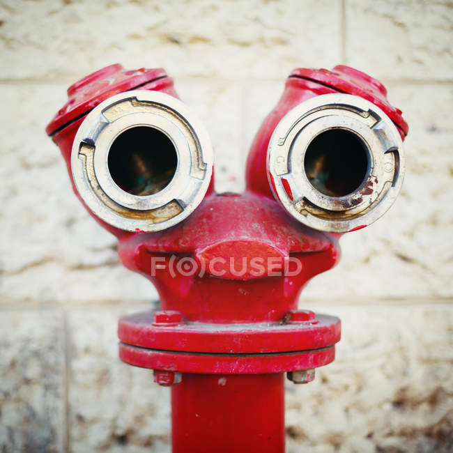 Rojo viejo hidrante de fuego en una calle - foto de stock