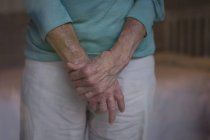 Seção média da mulher idosa em pé em casa — Fotografia de Stock