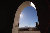 View from inside the entrance of a wind mill — Stock Photo