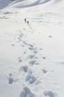 Пара прогулок по заснеженной горе зимой — стоковое фото