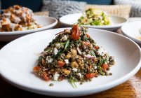 Close-up of lentil salad served in plate — Stock Photo