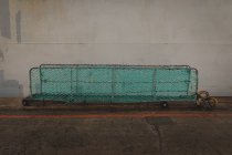 Turquoise net at shipyard — Stock Photo