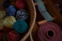 Close-up of various ball of threads in shop — Stock Photo