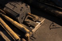 Close-up of rusty machine part in scrapyard — Stock Photo