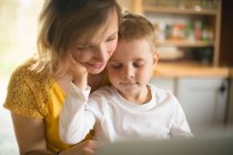 Close-up of mother together with the son at home — Stock Photo