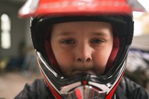 Close-up of kid prepare for bike ride — Stock Photo