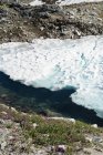 Vista de cerca del glaciar congelado en la roca - foto de stock