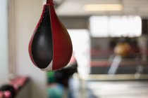 Close-up of speed bag hanging in fitness studio. — Stock Photo