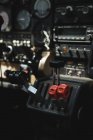 Close-up of throttle lever in aircraft cockpit — Stock Photo