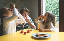 Father with his daughters playing with toys at home — Stock Photo