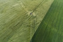 Вид с воздуха на зеленое поле в сельской местности — стоковое фото