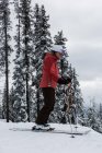 Sciatore sciare sul paesaggio innevato durante l'inverno — Foto stock