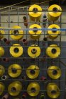 Thread roll arranged in rack at rope making industry — Stock Photo