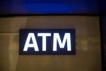 Close-up of atm signboard at airport — Stock Photo