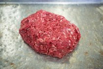 Close-up of minced meat at meat factory — Stock Photo