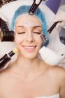 Close-up of woman receiving cosmetic treatment in clinic — Stock Photo