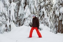 Лыжник ходит по заснеженной горе — стоковое фото