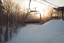 Empty ski lift in the ski resort during winter — Stock Photo