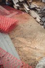 Close-up of metallic net at construction site — Stock Photo