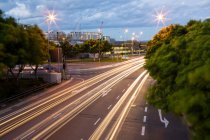 Long exposure of expressway in modern city — Stock Photo