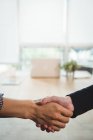 Business executives shaking hands with each other in office — Stock Photo