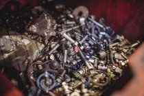 Close-up of automobile tools in repair garage — Stock Photo