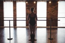 Vue arrière de la ballerine debout dans un studio de ballet — Photo de stock