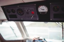 Close-up of speedometer of fishing boat — Stock Photo
