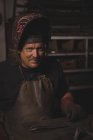 Portrait of blacksmith in workshop — Stock Photo