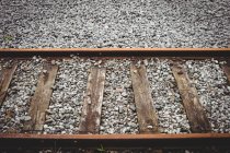 High angle view of railroad track on sunny day — Stock Photo