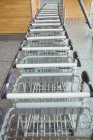 Trolleys kept in a row in airport terminal — Stock Photo