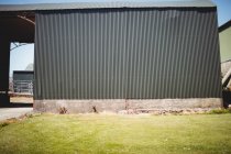Vieux mur métallique de la vieille grange en plein jour — Photo de stock