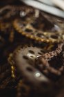 Close-up of motorcycle chain at industrial mechanical workshop — Stock Photo
