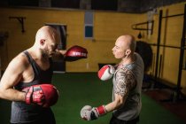 Два тайских боксера занимаются боксом в спортзале — стоковое фото
