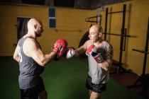 Zwei thailändische Boxer beim Boxen im Fitnessstudio — Stockfoto