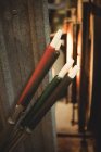 Close-up of blowpipes at glassblowing factory — Stock Photo