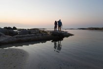 Rückansicht eines Paares, das in der Nähe des Meeres steht — Stockfoto