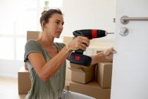 Women in Social Distancing doing DIY at home — Stock Photo