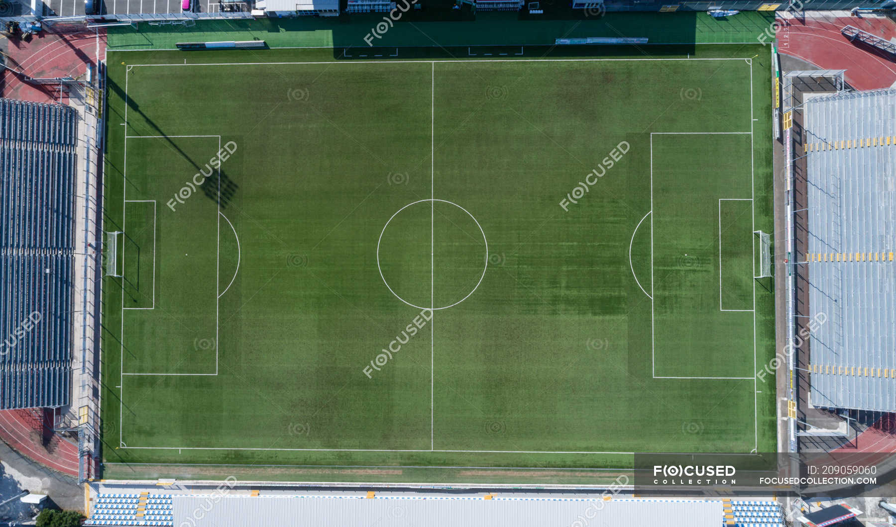 Overhead View Of Green Football Field — Soccer, Game - Stock Photo 