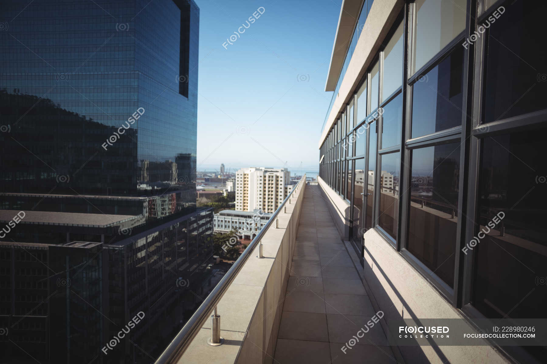 Balcony of a modern office building — workplace, exterior Stock Photo