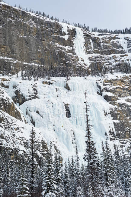 Красивая заснеженная скала зимой — стоковое фото