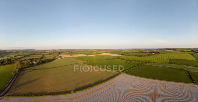 Вид на обширное поле с солнечным днем — стоковое фото